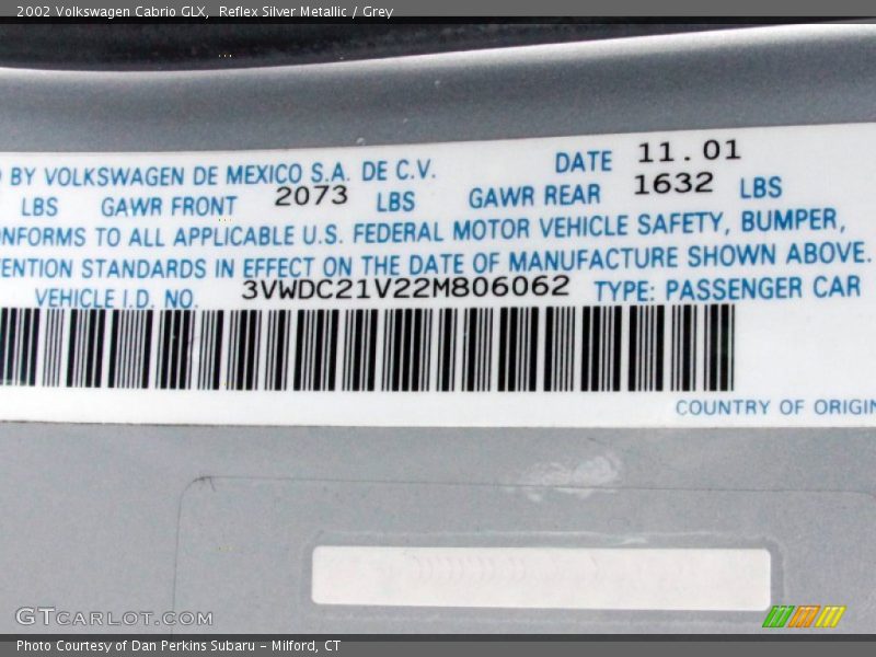 Reflex Silver Metallic / Grey 2002 Volkswagen Cabrio GLX
