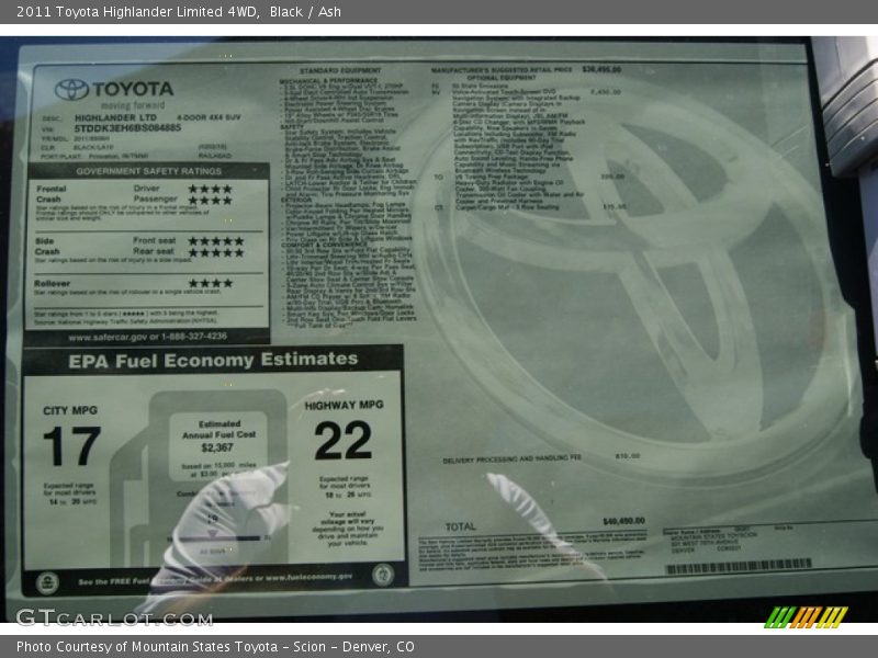 Black / Ash 2011 Toyota Highlander Limited 4WD