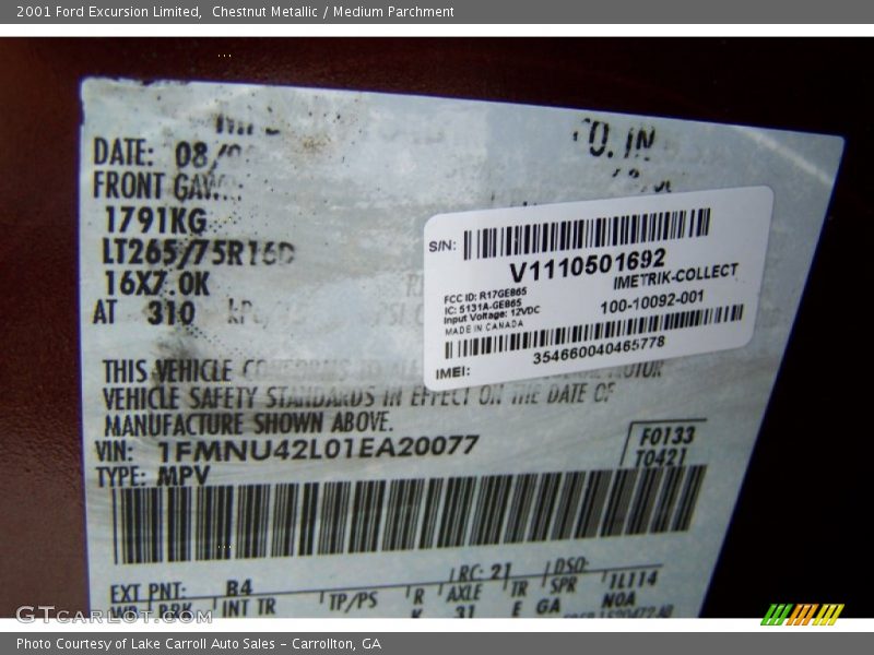 Chestnut Metallic / Medium Parchment 2001 Ford Excursion Limited
