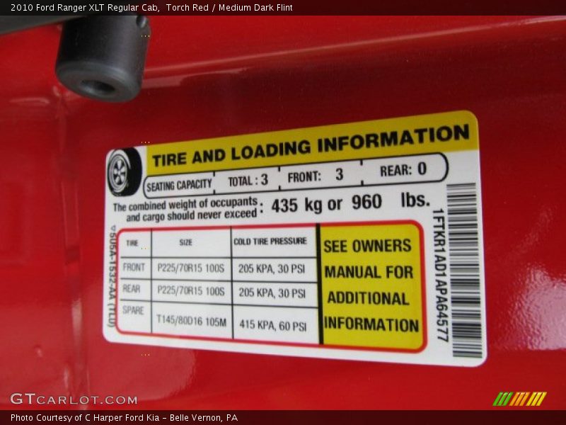 Torch Red / Medium Dark Flint 2010 Ford Ranger XLT Regular Cab