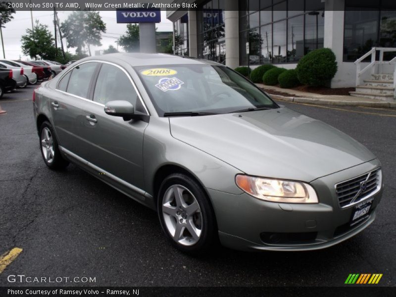 Willow Green Metallic / Anthracite Black 2008 Volvo S80 T6 AWD