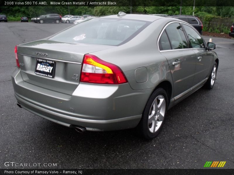 Willow Green Metallic / Anthracite Black 2008 Volvo S80 T6 AWD