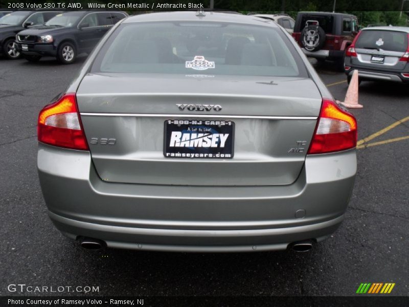 Willow Green Metallic / Anthracite Black 2008 Volvo S80 T6 AWD