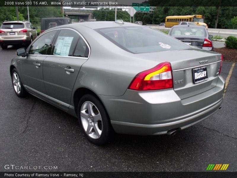 Willow Green Metallic / Anthracite Black 2008 Volvo S80 T6 AWD