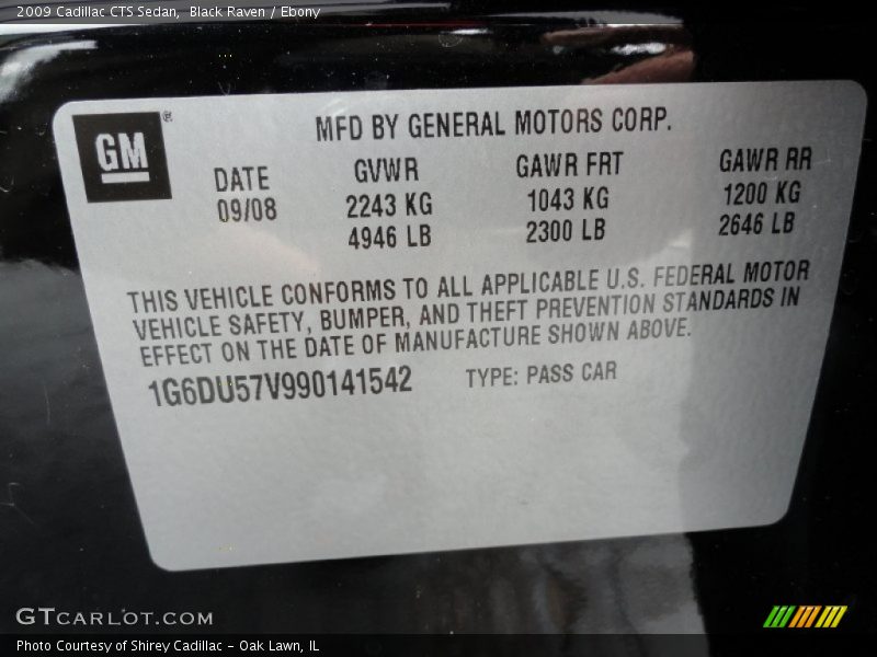 Black Raven / Ebony 2009 Cadillac CTS Sedan