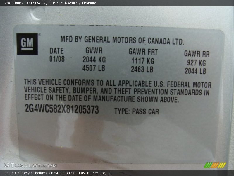 Platinum Metallic / Titanium 2008 Buick LaCrosse CX