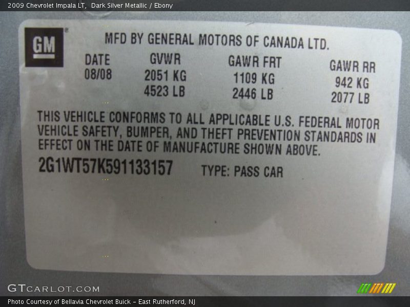 Dark Silver Metallic / Ebony 2009 Chevrolet Impala LT
