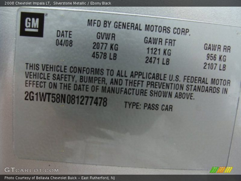 Silverstone Metallic / Ebony Black 2008 Chevrolet Impala LT