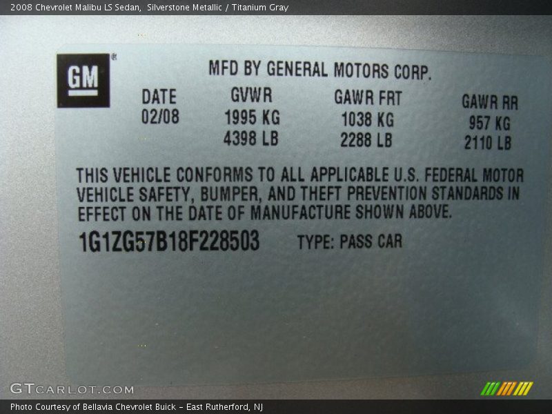 Silverstone Metallic / Titanium Gray 2008 Chevrolet Malibu LS Sedan