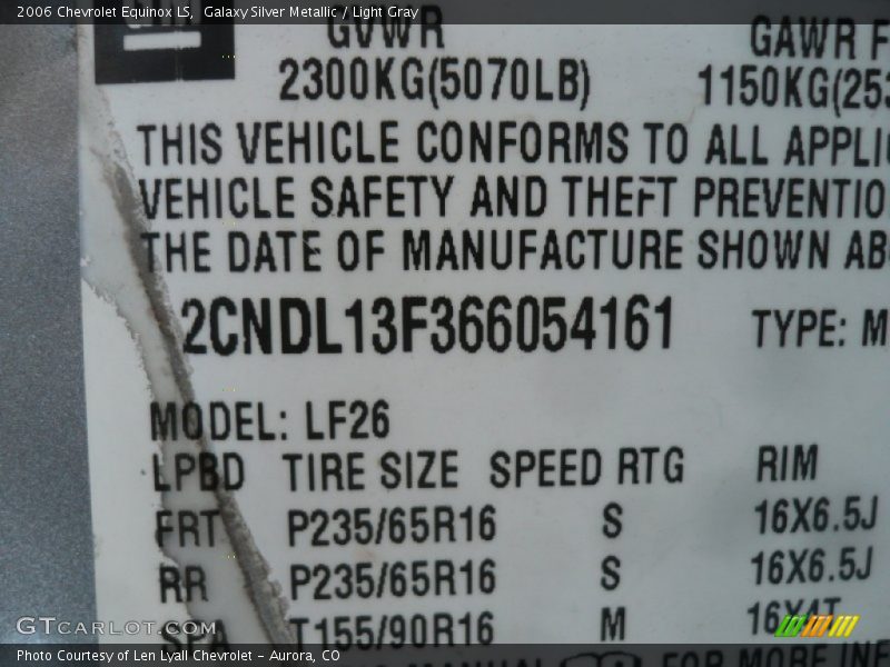 Galaxy Silver Metallic / Light Gray 2006 Chevrolet Equinox LS