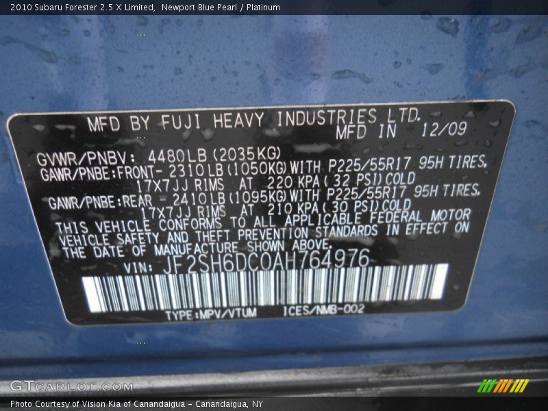 Newport Blue Pearl / Platinum 2010 Subaru Forester 2.5 X Limited