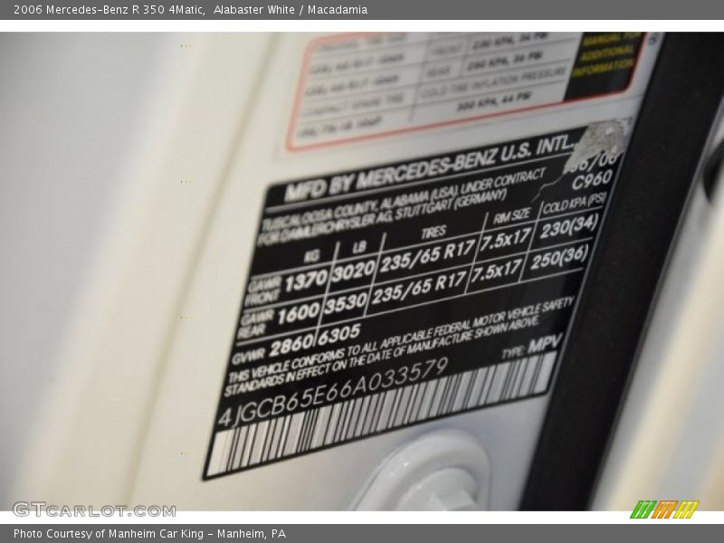 Alabaster White / Macadamia 2006 Mercedes-Benz R 350 4Matic