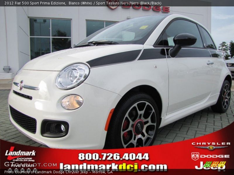 Bianco (White) / Sport Tessuto Nero/Nero (Black/Black) 2012 Fiat 500 Sport Prima Edizione