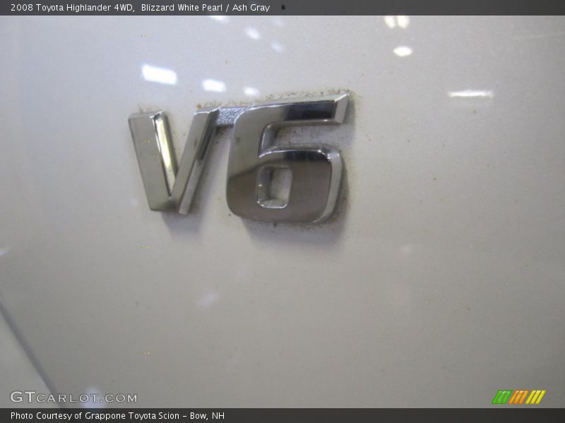 Blizzard White Pearl / Ash Gray 2008 Toyota Highlander 4WD