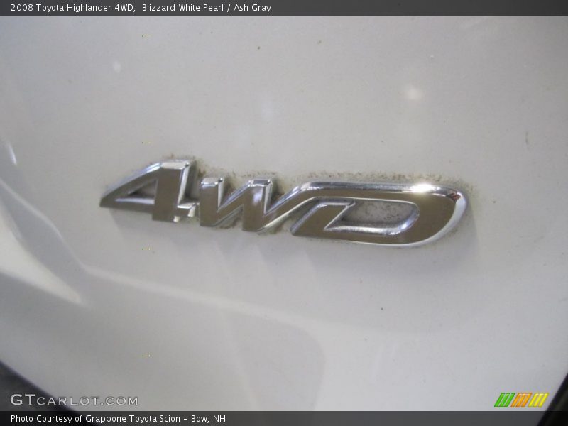 Blizzard White Pearl / Ash Gray 2008 Toyota Highlander 4WD