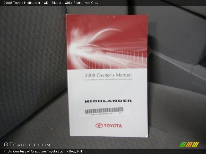 Blizzard White Pearl / Ash Gray 2008 Toyota Highlander 4WD