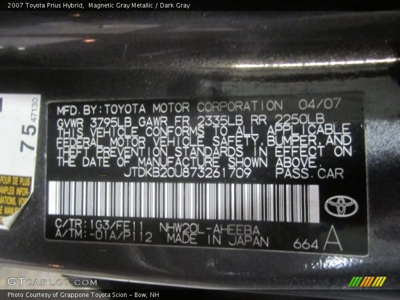 Magnetic Gray Metallic / Dark Gray 2007 Toyota Prius Hybrid