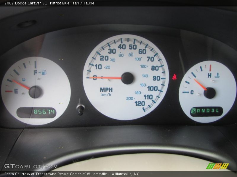 Patriot Blue Pearl / Taupe 2002 Dodge Caravan SE