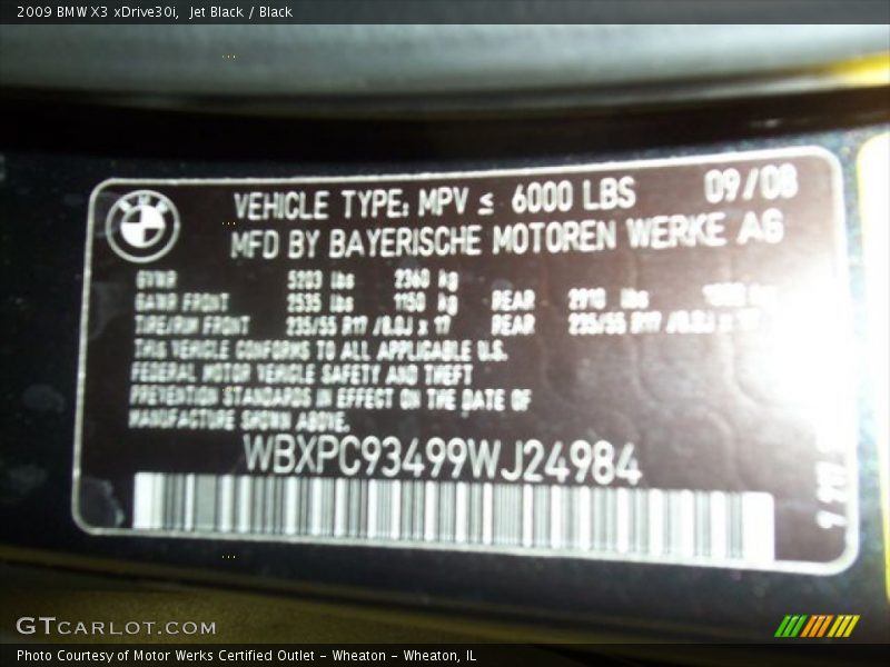 Jet Black / Black 2009 BMW X3 xDrive30i