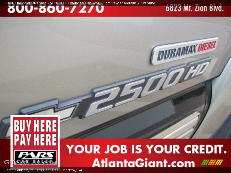 Light Pewter Metallic / Graphite 2001 Chevrolet Silverado 2500HD LS Extended Cab 4x4