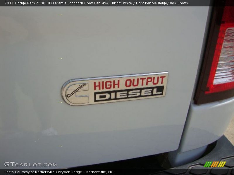 Bright White / Light Pebble Beige/Bark Brown 2011 Dodge Ram 2500 HD Laramie Longhorn Crew Cab 4x4