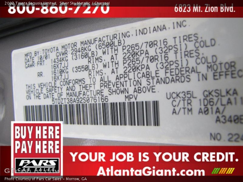 Silver Sky Metallic / Charcoal 2002 Toyota Sequoia Limited