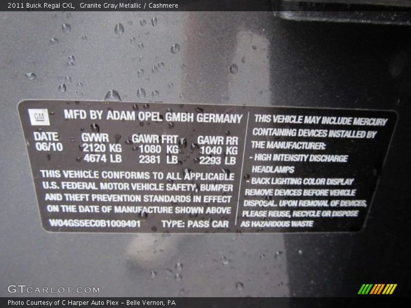 Granite Gray Metallic / Cashmere 2011 Buick Regal CXL