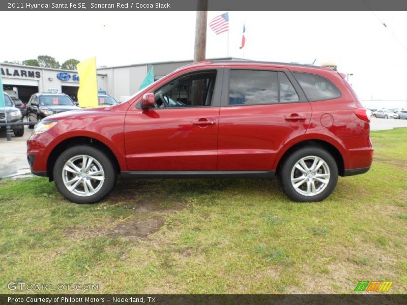 Sonoran Red / Cocoa Black 2011 Hyundai Santa Fe SE