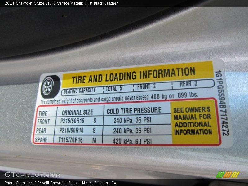 Silver Ice Metallic / Jet Black Leather 2011 Chevrolet Cruze LT