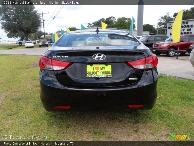 Midnight Black / Beige 2012 Hyundai Elantra Limited