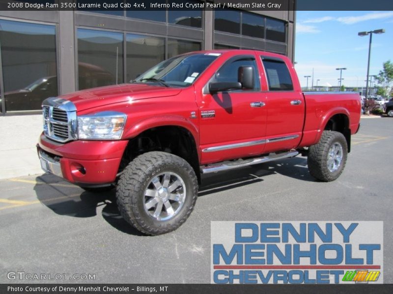 Inferno Red Crystal Pearl / Medium Slate Gray 2008 Dodge Ram 3500 Laramie Quad Cab 4x4