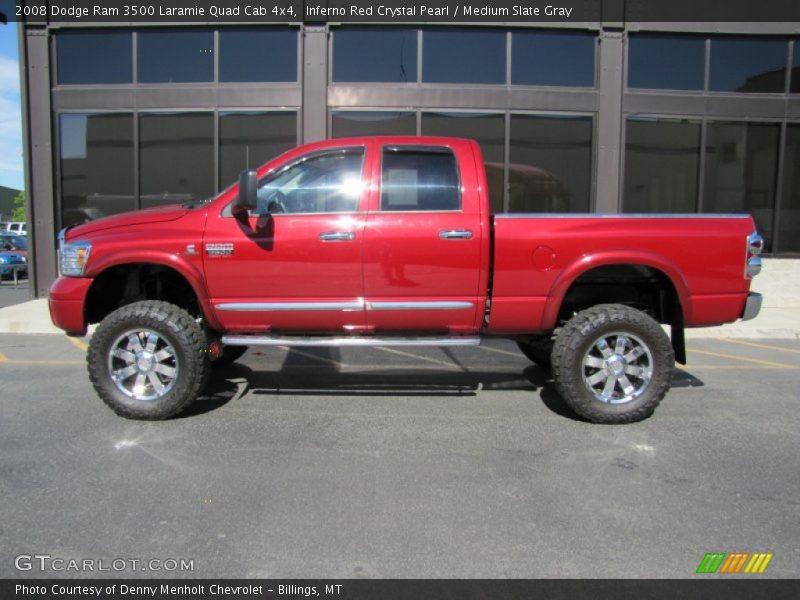  2008 Ram 3500 Laramie Quad Cab 4x4 Inferno Red Crystal Pearl