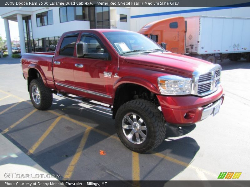 Inferno Red Crystal Pearl / Medium Slate Gray 2008 Dodge Ram 3500 Laramie Quad Cab 4x4