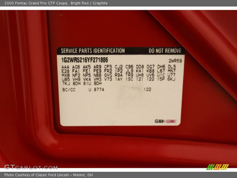 Bright Red / Graphite 2000 Pontiac Grand Prix GTP Coupe