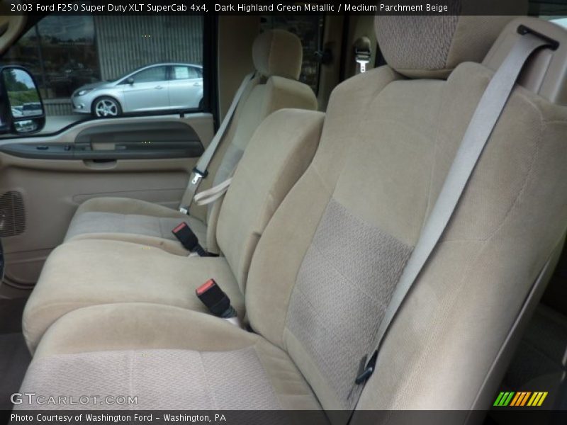 Dark Highland Green Metallic / Medium Parchment Beige 2003 Ford F250 Super Duty XLT SuperCab 4x4