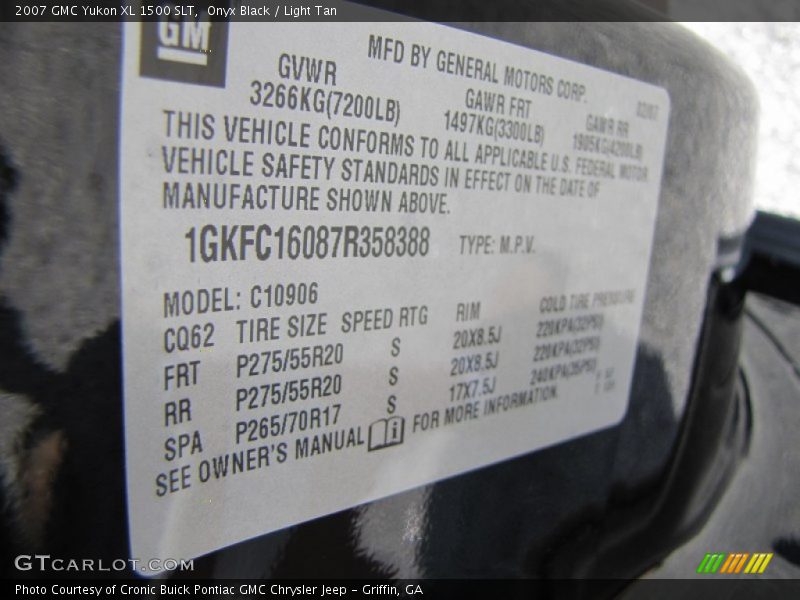 Onyx Black / Light Tan 2007 GMC Yukon XL 1500 SLT
