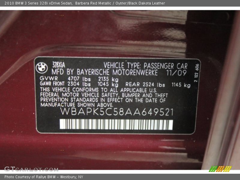 Barbera Red Metallic / Oyster/Black Dakota Leather 2010 BMW 3 Series 328i xDrive Sedan