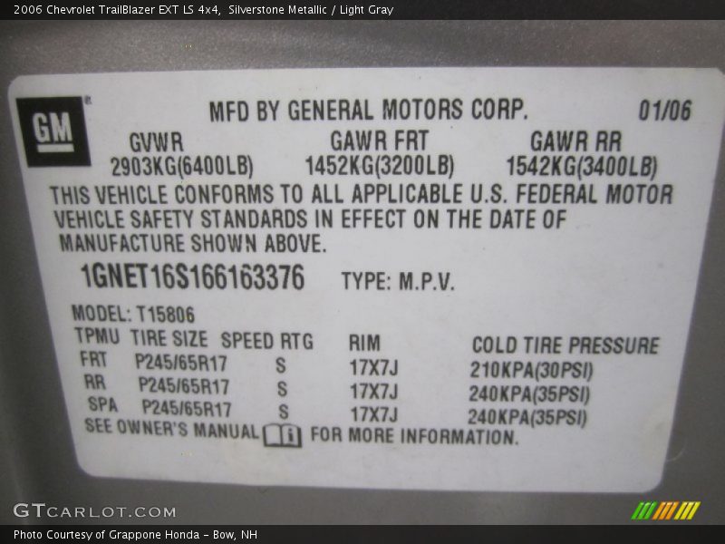 Silverstone Metallic / Light Gray 2006 Chevrolet TrailBlazer EXT LS 4x4