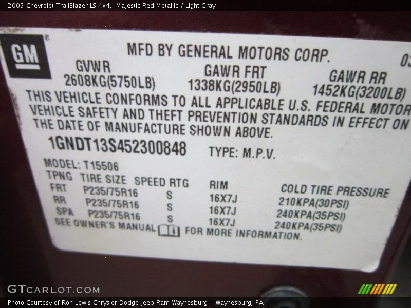 Majestic Red Metallic / Light Gray 2005 Chevrolet TrailBlazer LS 4x4