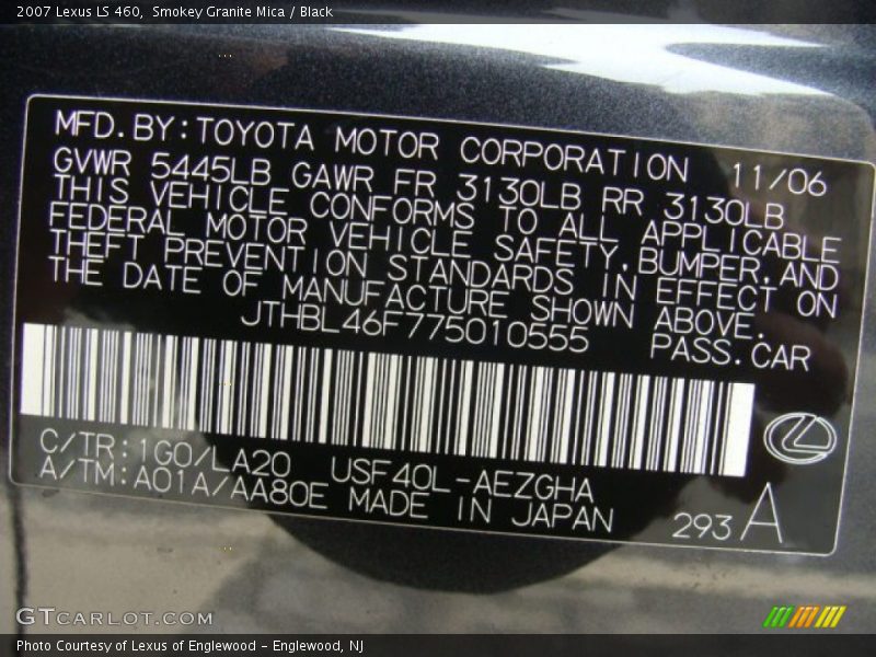 Smokey Granite Mica / Black 2007 Lexus LS 460