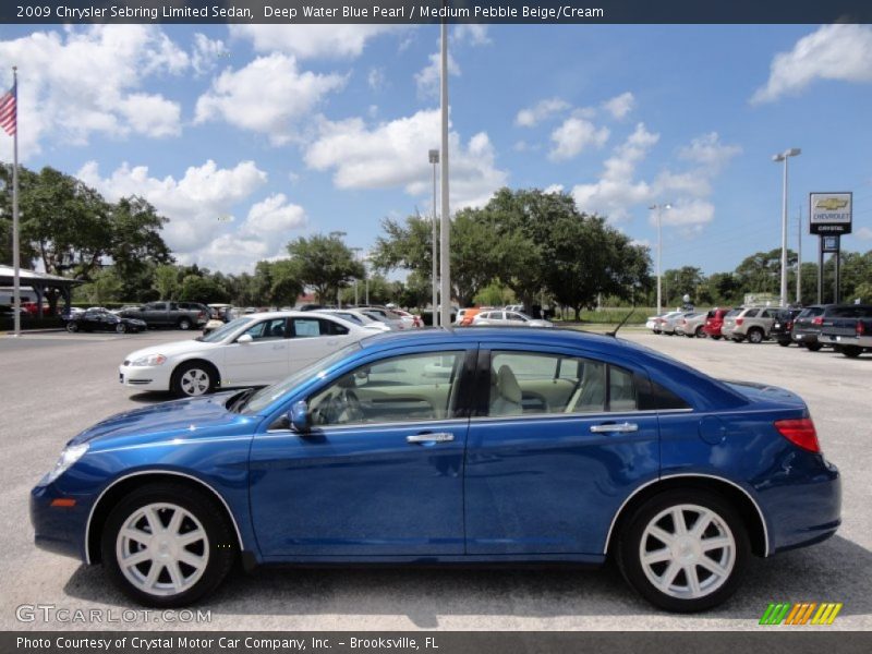 Deep Water Blue Pearl / Medium Pebble Beige/Cream 2009 Chrysler Sebring Limited Sedan