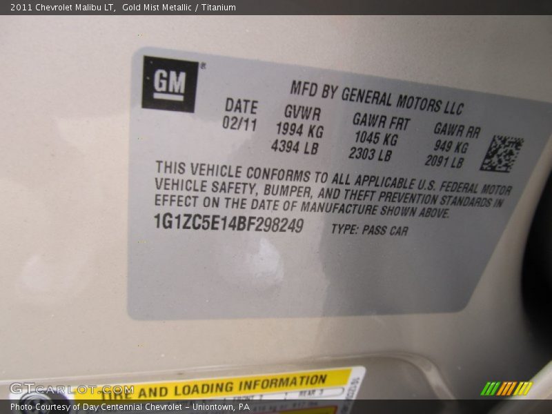 Gold Mist Metallic / Titanium 2011 Chevrolet Malibu LT