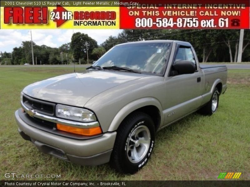 Light Pewter Metallic / Medium Gray 2001 Chevrolet S10 LS Regular Cab