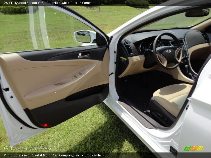 Porcelain White Pearl / Camel 2011 Hyundai Sonata GLS