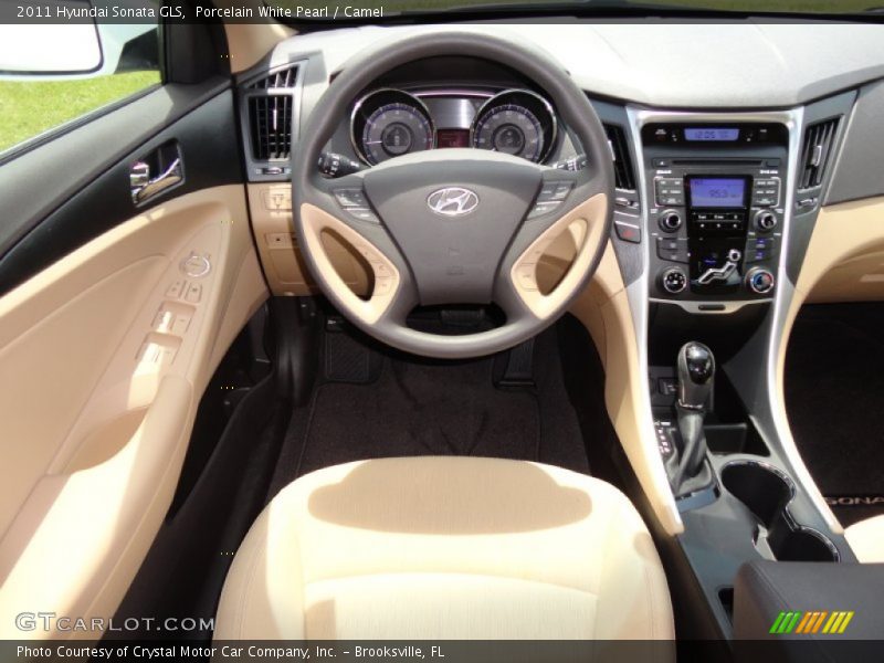 Porcelain White Pearl / Camel 2011 Hyundai Sonata GLS