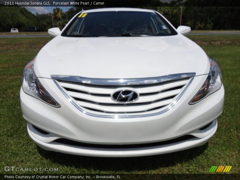 Porcelain White Pearl / Camel 2011 Hyundai Sonata GLS
