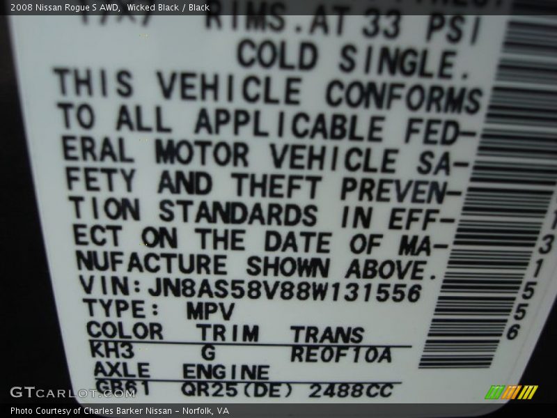 Wicked Black / Black 2008 Nissan Rogue S AWD