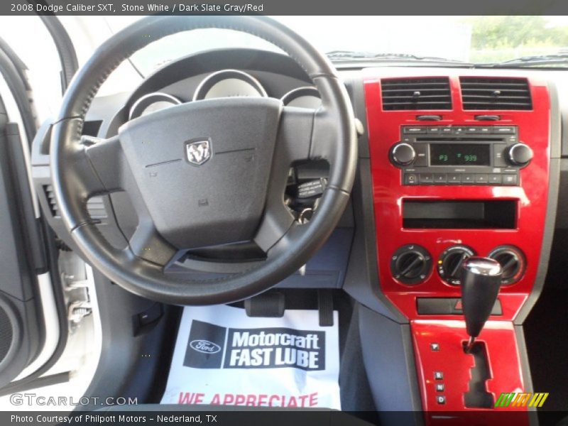 Stone White / Dark Slate Gray/Red 2008 Dodge Caliber SXT