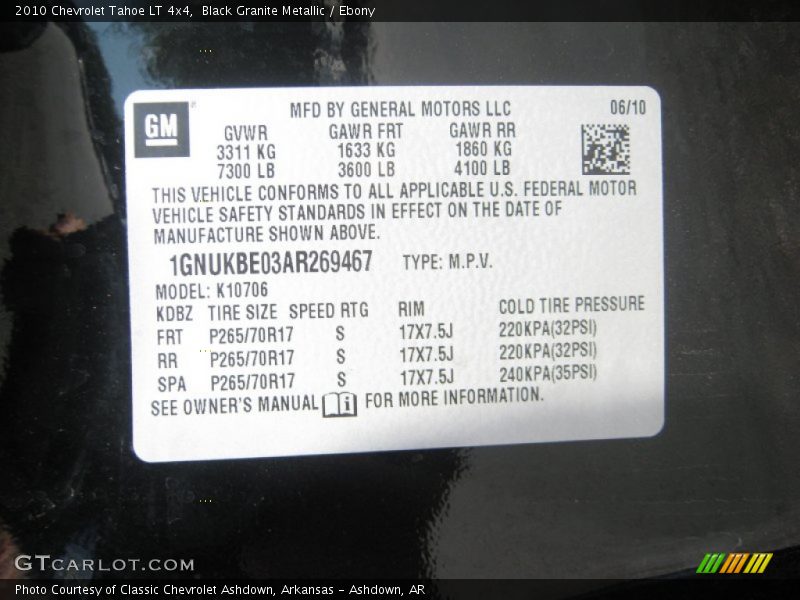 Black Granite Metallic / Ebony 2010 Chevrolet Tahoe LT 4x4