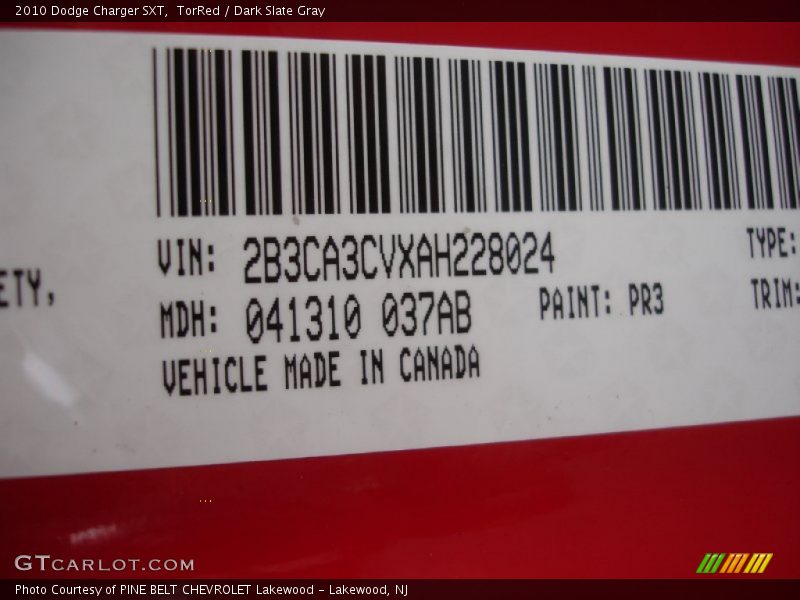 TorRed / Dark Slate Gray 2010 Dodge Charger SXT